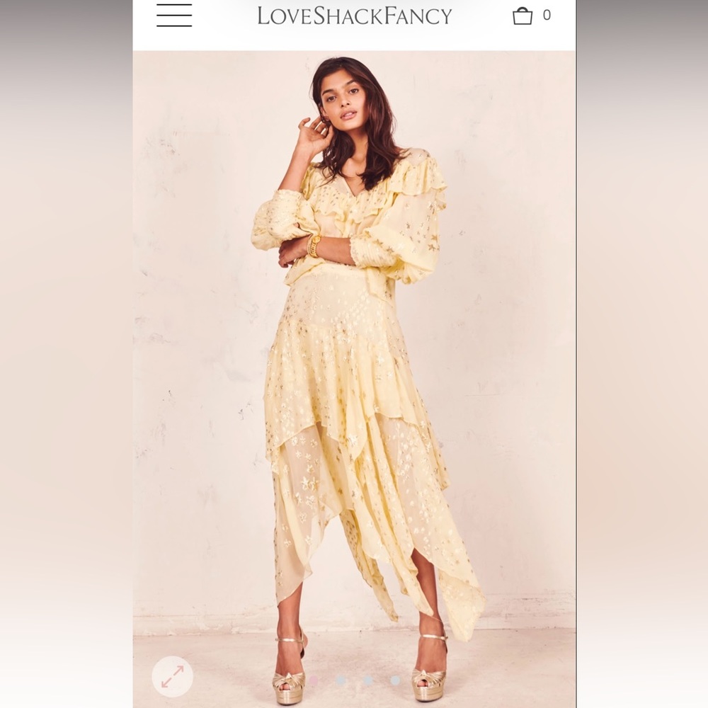 LoveShackFancy Alex Top & Skirt Set Silk Sunflower Star